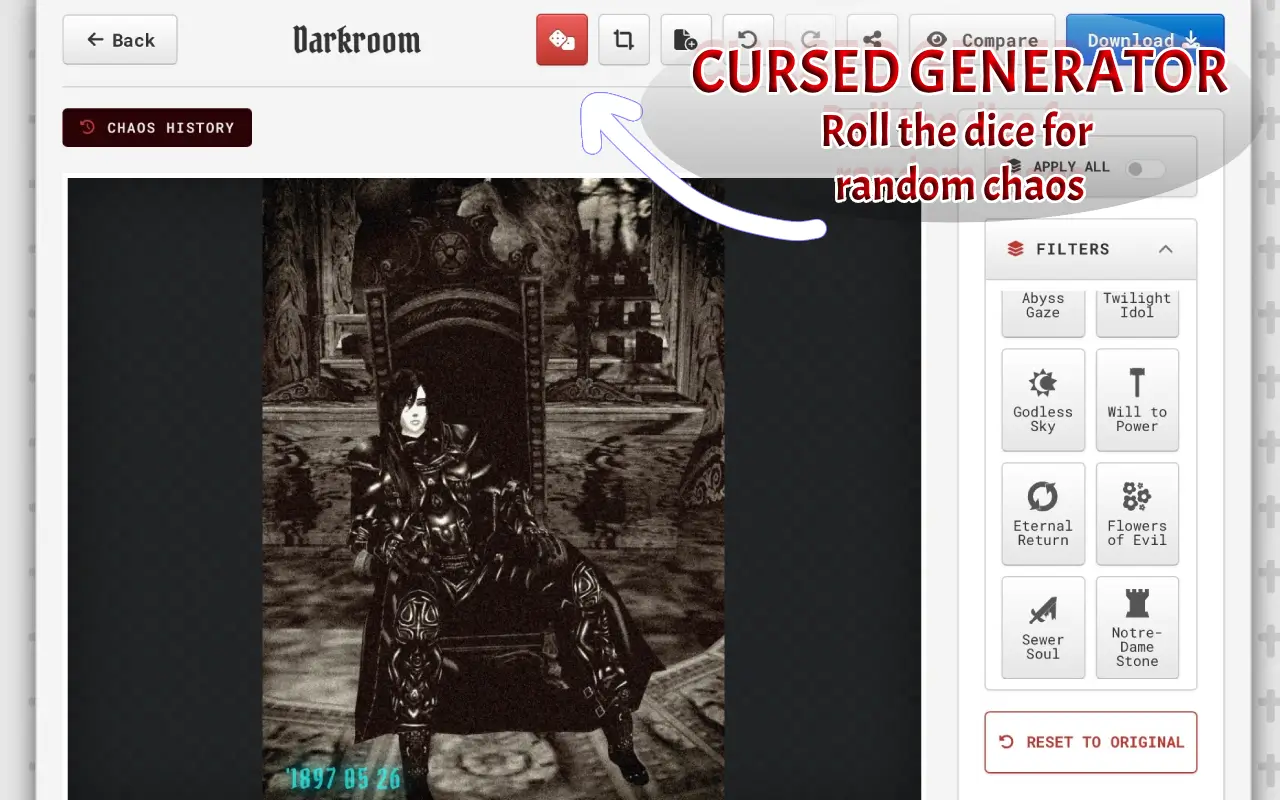 Cursed generator for weirdcore filter online and dreamcore pfp